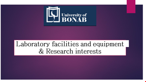 Laboratory facilities & equipment's 